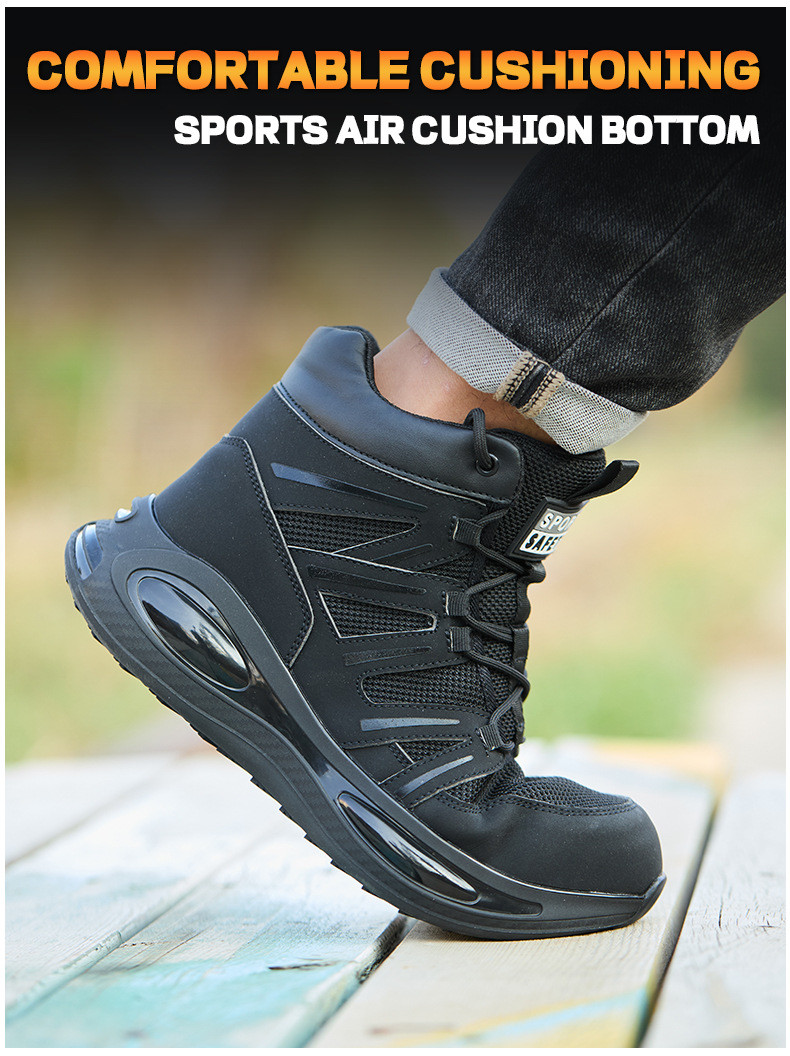 Kevlar Air-cushioned Sole Work Shoes Ultimate Safety Boots for Security Work