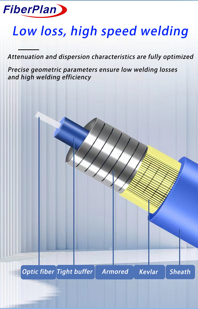 2 Core Spiral Steel Armored Indoor Fiber Optic Cable