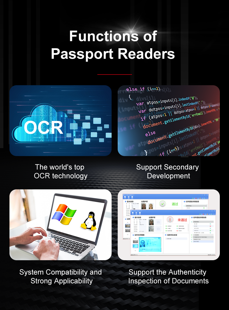 1 Second OCR Processing Speed ID Card Chip Reader for Fast Scanning Passport Scanner