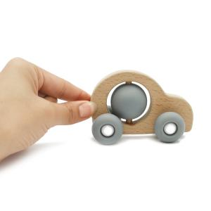 China Fun Educational Silicone Wood Easy Gripping Newborn Rattle wholesale