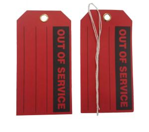 China Cardstock Out Of Service Plastic Safety Tag Height 3 Inch Width 5 3/4 Inch Black wholesale