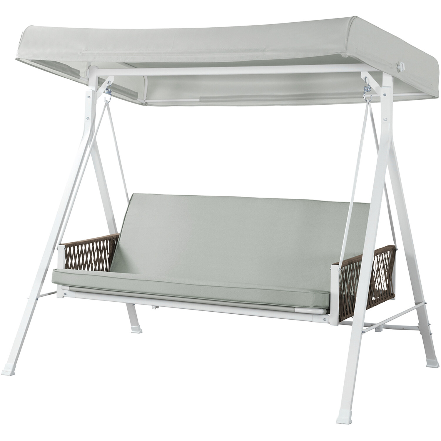 Outdoor Swing Chair with Adjustable Canopy AJUNION 3 Seater Swing Bed and Steel Frame