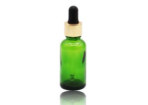 China Skin Care Green Color Essential Oil Dropper Bottles With Aluminum Dropper wholesale