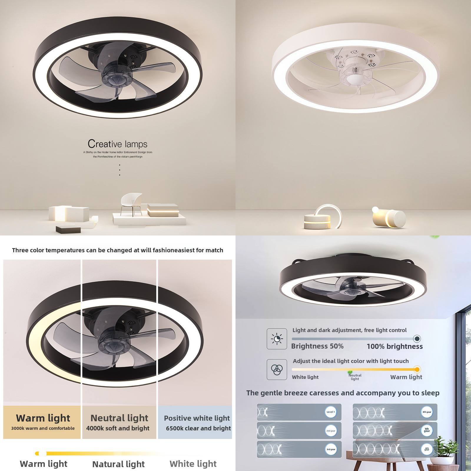 Manufactory Simple Indoor Fan Light Energy Saving Decorative Ceiling Fans With Lights For Living Room