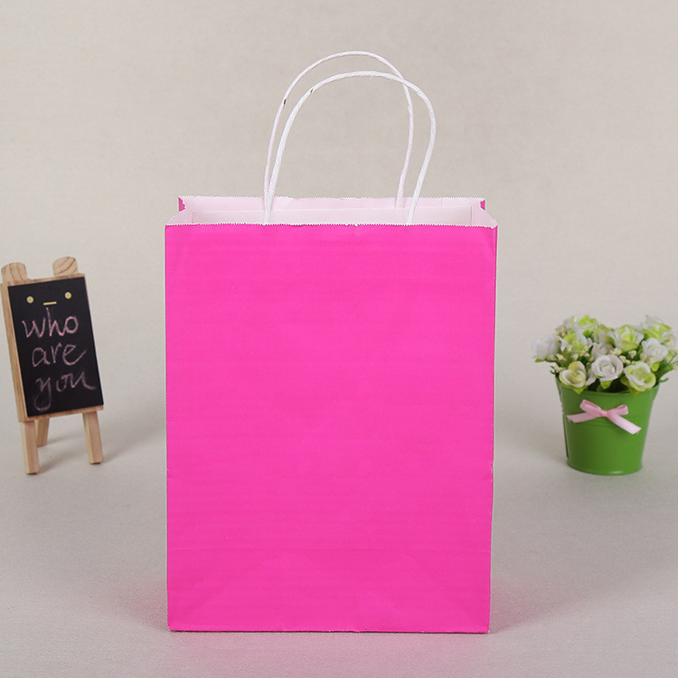 Solid Coloured Kraft Paper Bags Recyclable Environmentally Friendly For Shopping