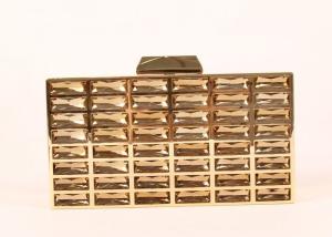 China Luxury Rectangle Shape Gold Sparkly Clutch Bag Special Design wholesale