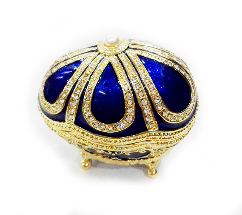 Handicraft faberge egg metal jewelry box Faberge Egg Trinket Jewelry Box with a Pearl Estee Egg Jewelry trinket box
