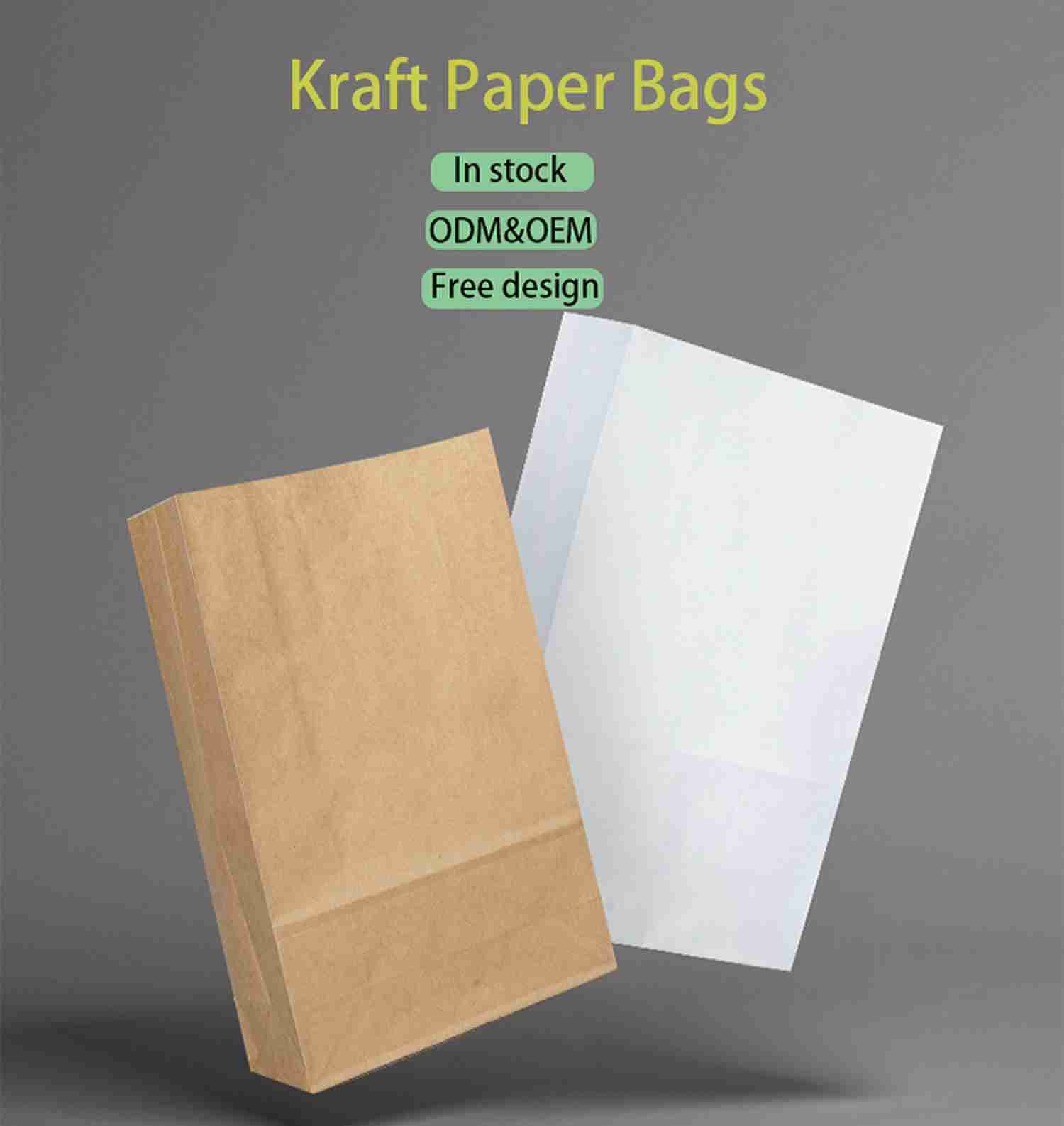 ODM White Kraft Waxpaper Food Bags Carrier For Restaurant 60gsm