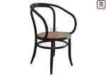 Natural Rattan Dining Chairs Black Benchwood Armrest Cane Dining Chair