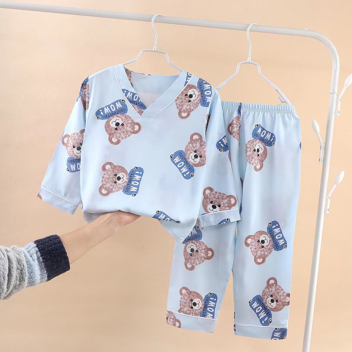 Children's Summer Thin Cotton Homewear Silk Print 145-155cm