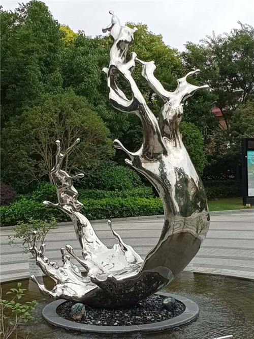 Mirror Outdoor Pool Sculptures Stainless Steel Abstract For Corten