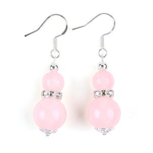 China Handmade Crystal Stone Earrings Rose Quartz Gemstone Beaded Pendant Earrings wholesale