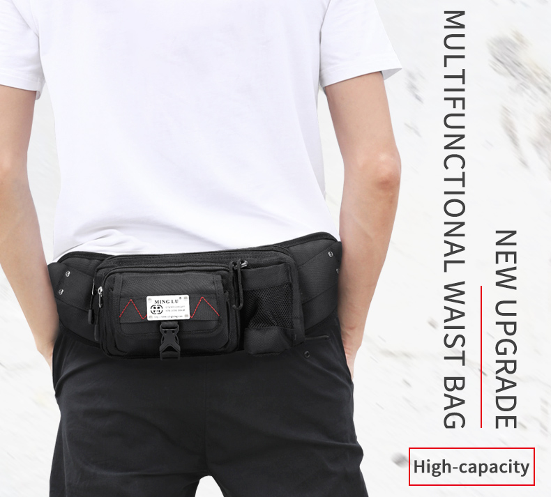 Leisure Style Men'S Outdoor Waterproof Waist Bag Length 27cm Lightweight