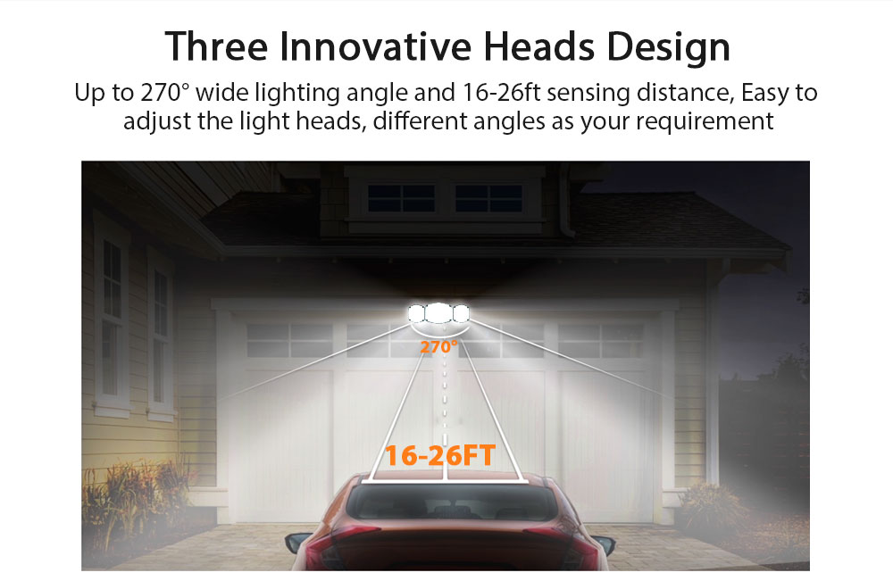208LED 2500LM Solar Motion Sensor Wall Light 6500K ABS 7W