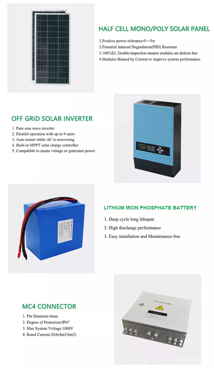 MC4 MPPT Complete Off Grid Solar System Kit For Home Hybrid Solar Energy