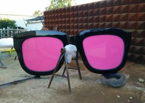 China Metal Sculpture Art Giant Sunglasses Sculpture Stainless Steel With Pink Glasses wholesale
