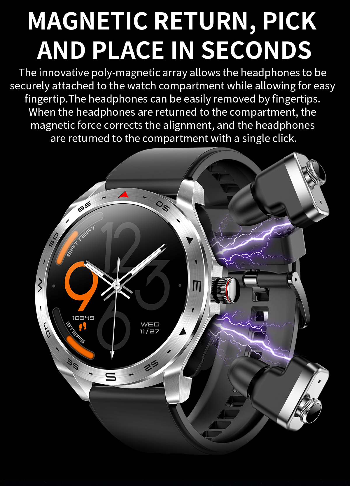 IPS Screen TWS Smart Watch Wireless Earbuds And Calories Tracker Smartwatch 2 In 1 Earphone