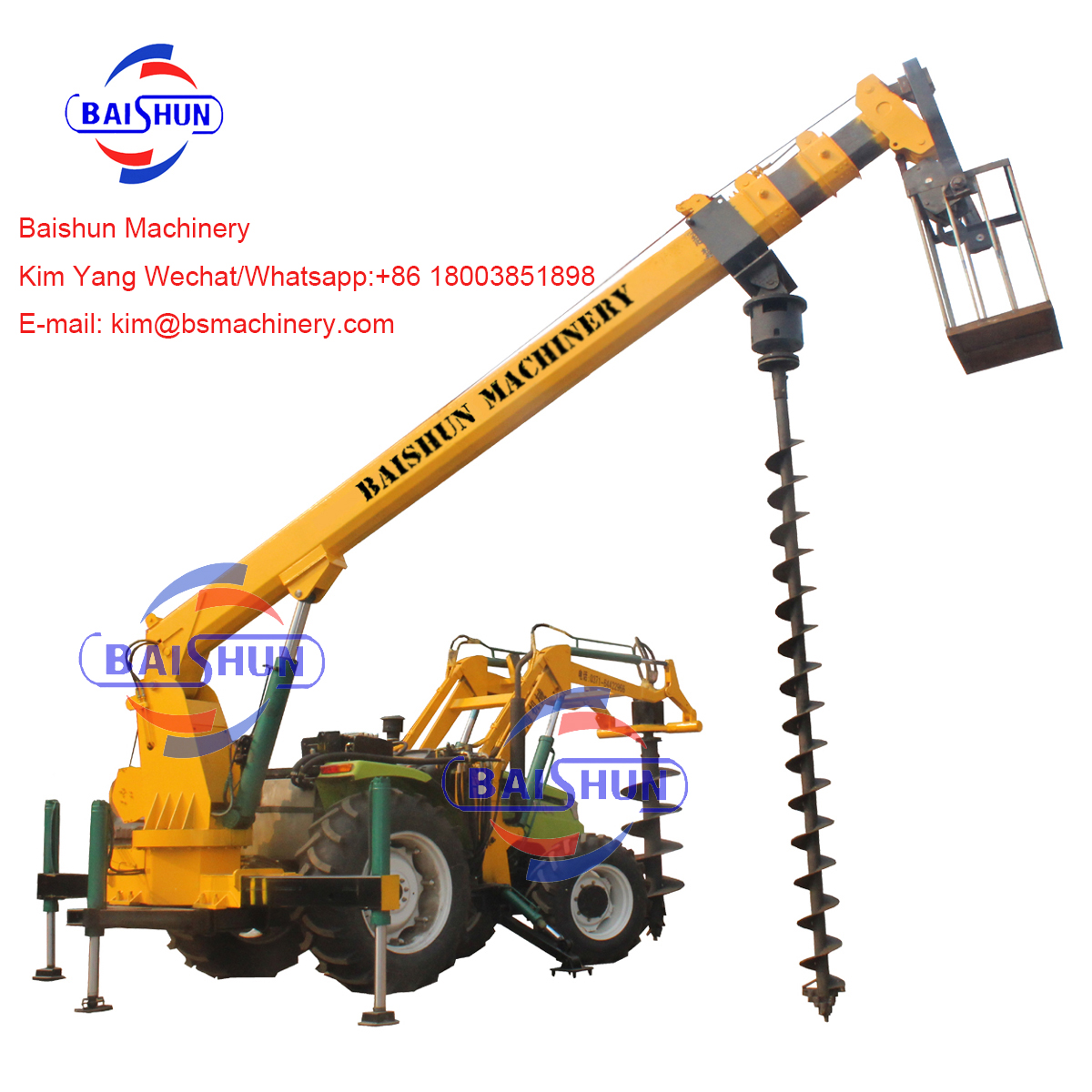 Tractor Pole Erection Machine Auger Crane Drilling Rig for Pole