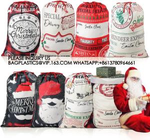 China Santa Large Sacks Bulk Christmas Drawstring Gift Bags Reusable 20 X 28 In Polyester Santa Delivery Bags Large wholesale