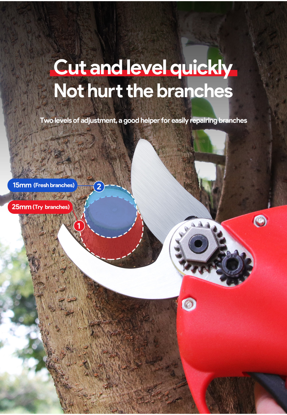 2.5CM Battery Orchard Pruner Cordless Pruner with Cheap Price 16.8V 2.5Ah