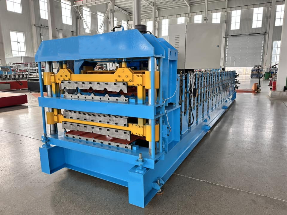 0.5-0.6mm Galvanized Steel Glazed Tile Trapezoidal Corrugated Roof Sheet Roll Forming Machine