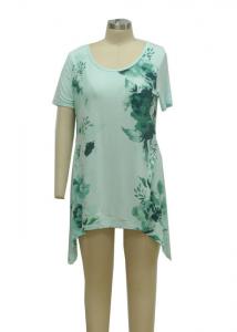 China Fitness Casual Ladies Wear Short Sleeve Crew Neck T Shirt Big Flower Printing on sale