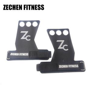 China Fitness safety gym equipment carbon leather 3 holes calleras crossfit hand grips wholesale
