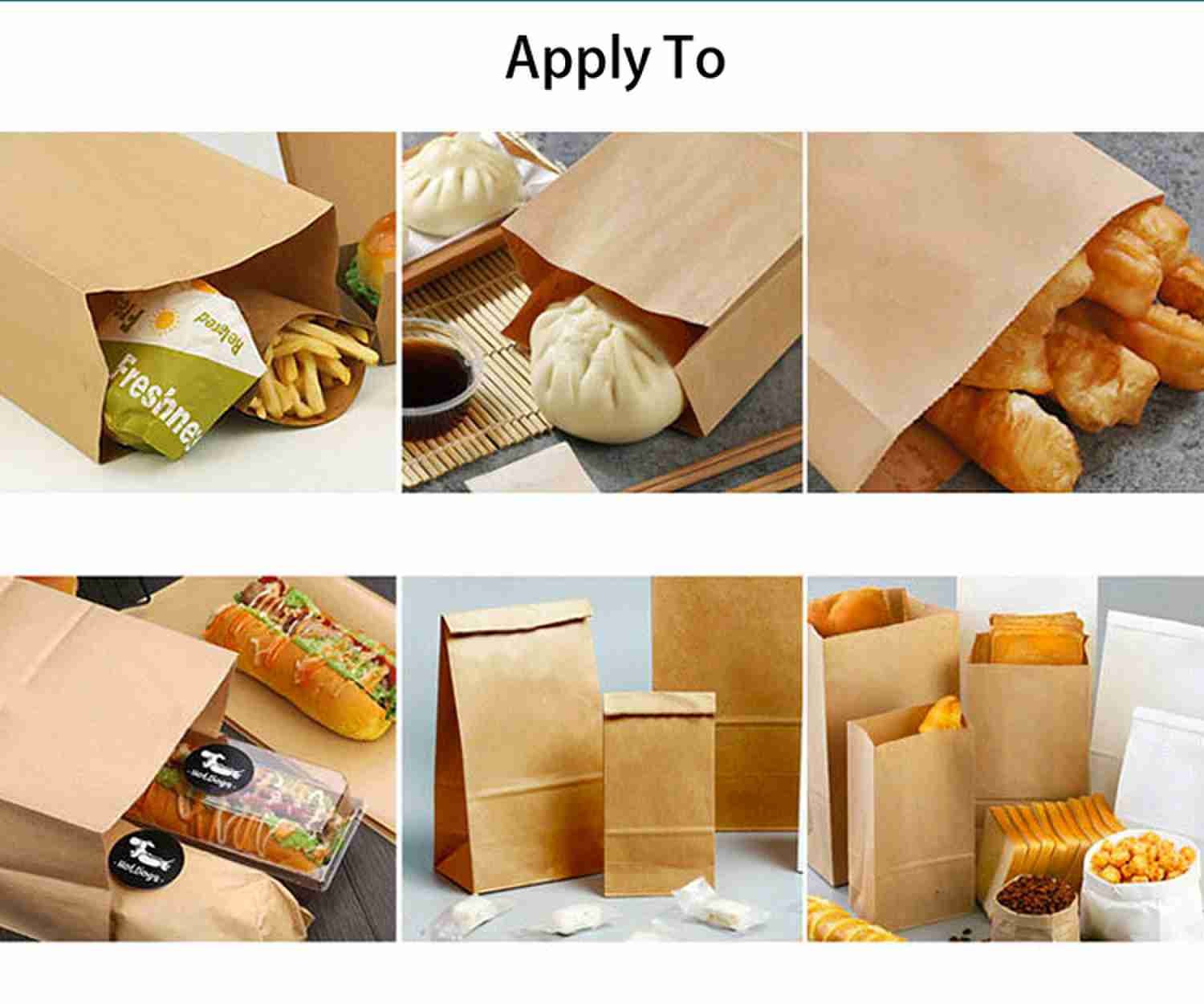 80gsm 90gsm Flat Handle Cookie Coffee Takeaway Brown Kraft Paper Food Bags For Restaurant