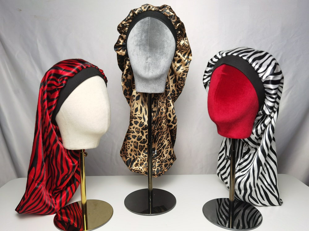 Warrens 52cm Satin Hair Bonnet Head Wrap Reversible For Female