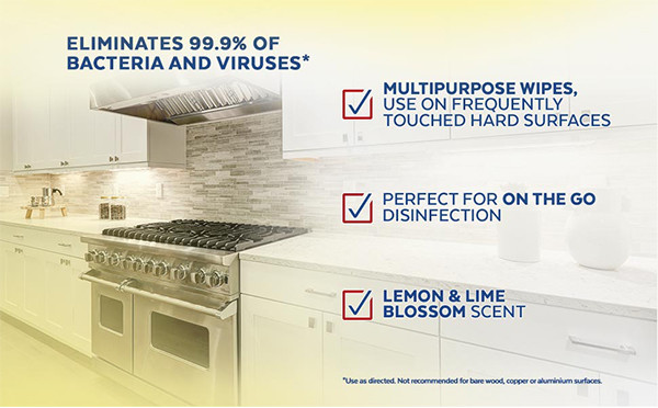 Lemon Multi Surface Disinfectant Wet Wipes Household Antibacterial Cleaning Wipes