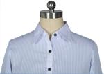 Modern Office Slim Long Sleeve Work Uniform Lady Blue White Striped Shirt