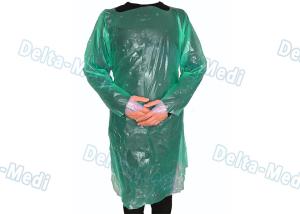 China Green CPE Disposable Plastic Gowns , Anti Liquid Long Sleeve Hospital Gowns wholesale