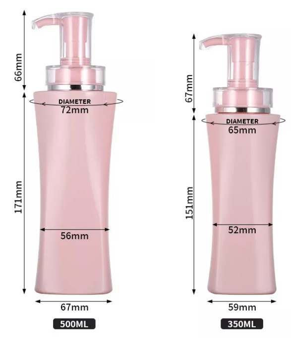 Empty 350ml 500 Ml Luxury Body Lotion Packaging Shower Gel Container Pink Shampoo Bottles