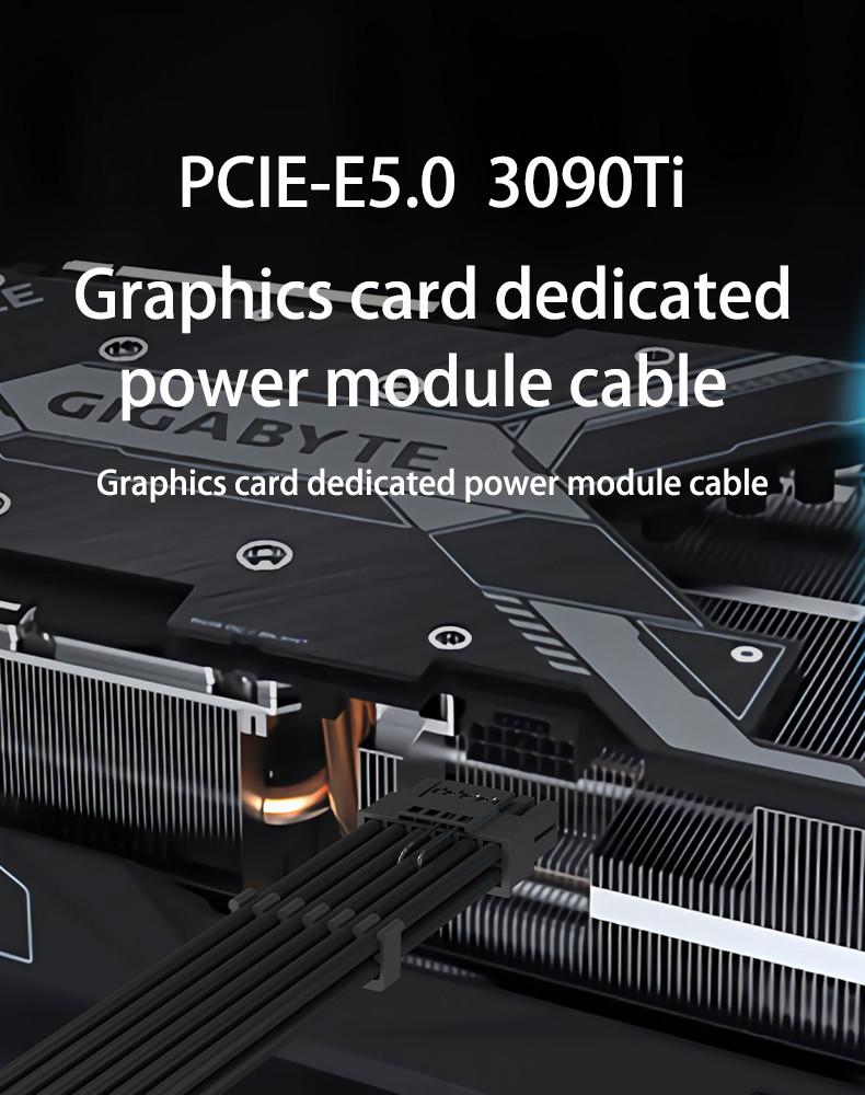12VHPWR GPU Power Supply Sleeved PSU Extension Cable Kit ATX 3.0 PCIE 5.0 600W