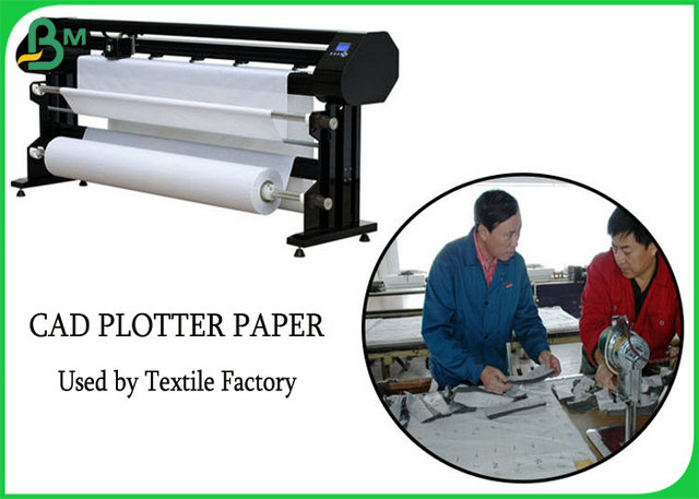 High Whiteness Garment Plotter Paper Roll 40 Gsm - 80gsm For Textile Factory