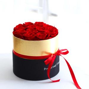 China Preserved Roses Gift Eternal Rose In Round Flower Box wholesale