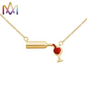 China Hypoallergenic Wine Bottle Cup Pendant Womens Engraved Necklace wholesale
