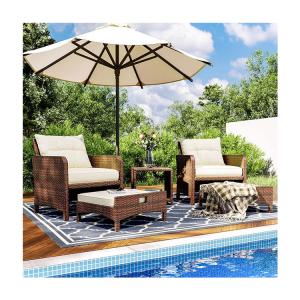 China 27.95 x 26.38 x 29.53 in. AJUNION 5-Piece Rattan Outdoor Patio Chairs with Ottomans wholesale