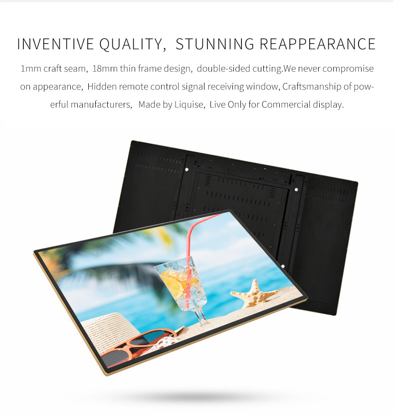 8G Memory 49Inch Wall Mounted Advertising Display For Catering