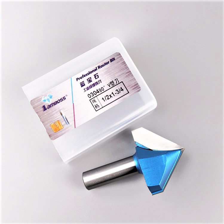 Antirust Practical V Slot Milling Cutter , V Type Woodworking Router Bit