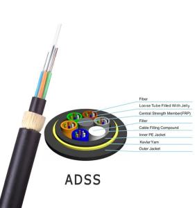 China Outdoor Aerial 48 Core ADSS Fiber Optic Cable All Dielectric Self Supporting wholesale
