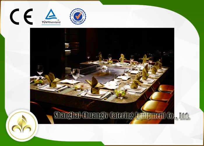 10 Seat Rectangle Electric / Induction Teppanyaki Grill Table With Ventilation / Precipitator
