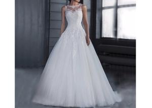 China Sweetheart Sleeveless Lace Wedding Dress Back Style Zipper With Buttons wholesale