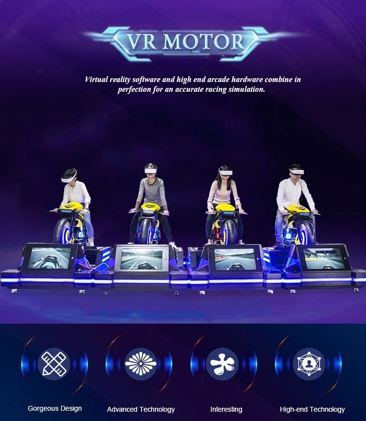 CE Virtual Reality Simulator , RGB LED 220v 4 Players Super Fun Video VR Motorbike Racing Game Machine