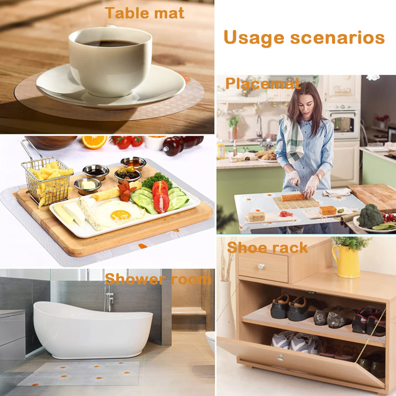 Durable Kitchen Cabinet Liner Fridge Liners and Mats with Small Chrysanthemum Pattern
