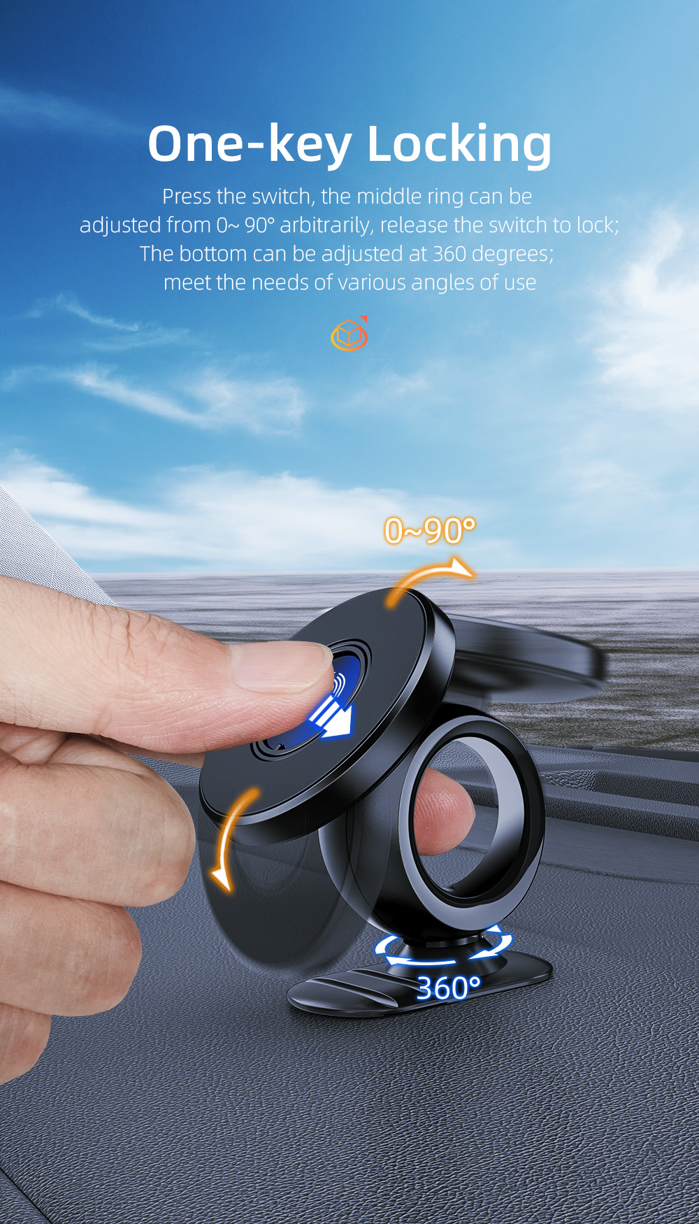 Mirror 360 Rotation N52 Magnetic Car Phone Holder Adjustable 6PCS