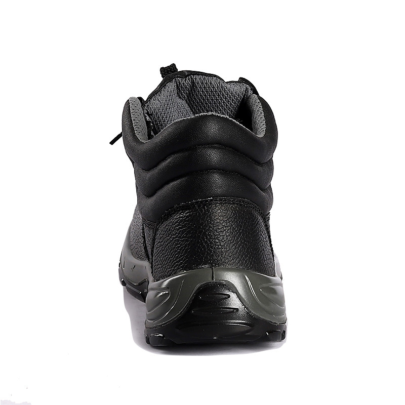 Black High Top Work Shoes Durable Leather Labor Footwear Standard Steel Toe Steel Plate Anti-Puncture Safety Shoes