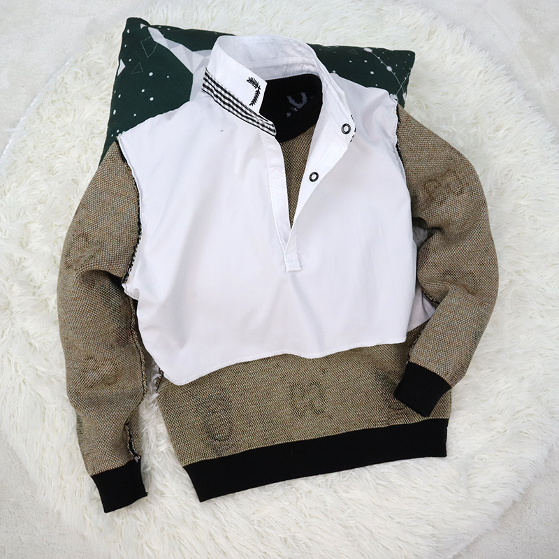 Children's fake-shirt Collar faux shirt Collar neck Jacquard Knit Bear Pattern Boy Girl Kid Winter sweater