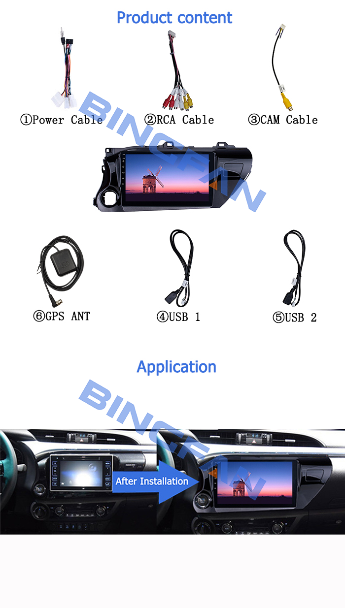 Android 10 inch 1GB RAM 16GB ROM 1024*600 Touch Screen Quad Core Car Video GPS Navigation Head Units for Toyota Hilux 20