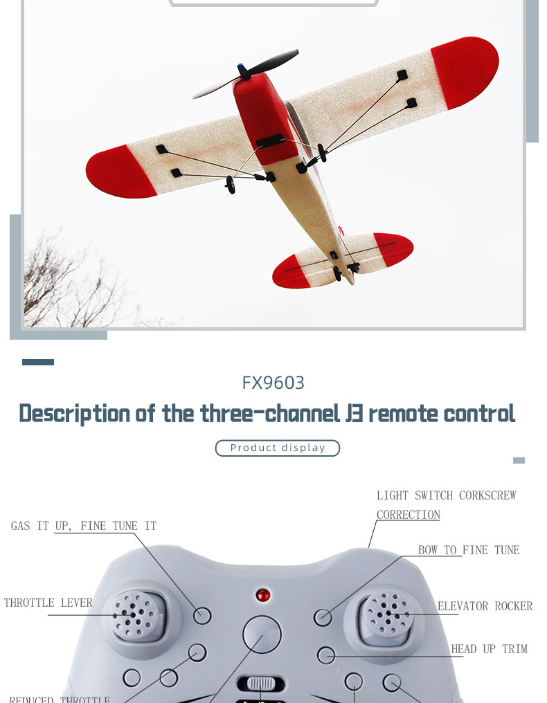 FX9603 2.4GHz 3CH 6-Axis Gyro EPP Foam J3 RC Airplane RTF Fixed Wing Outdoor Remote Control Plane Aircraft RC Glider Flying Toys